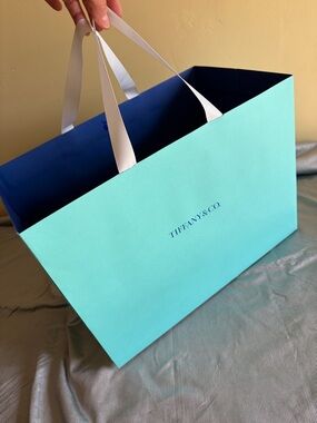 Tiffany & Co. Signature color paper Tote with White Handles